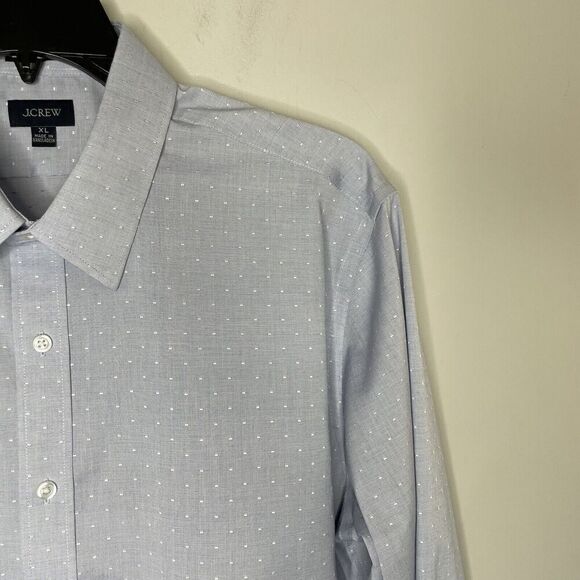 J.CREW Dress Shirt Mens XL Slim Blue Dot Button Up Point Collar BV488 - Picture 2 of 13
